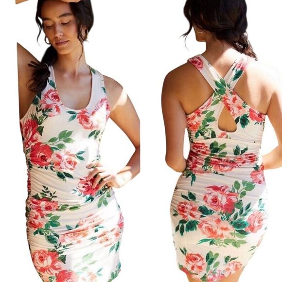 Anthropologie Daily Practice Eureka Floral Print Dress Bodycon Soft Size XS NEW - Picture 1 of 15